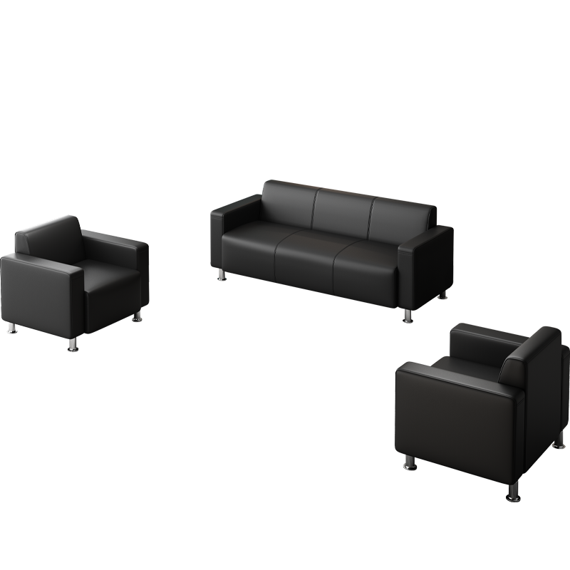 阔森(kuoson)办公沙发现代简约商务老板会客接待办公室沙发 黑色1+1+3人位