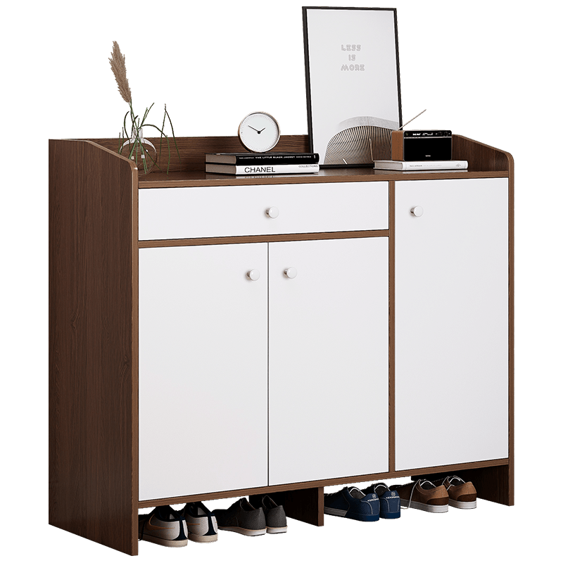 宜造 鞋柜家门口现代简约客厅玄关柜简易多层大容量收纳鞋柜架子 【三门一抽款】原野橡木色90*29.8*90cm