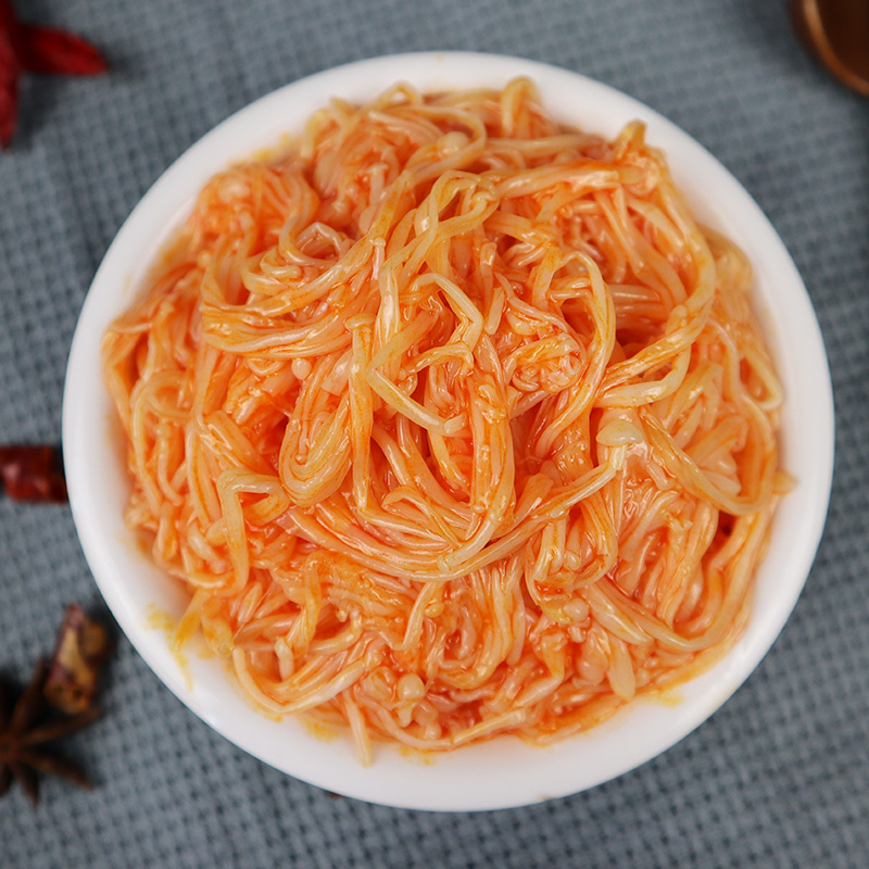 虎钢馋香辣红油金针菇咸菜袋装下饭菜商用整箱即食大包装9斤咸菜大全