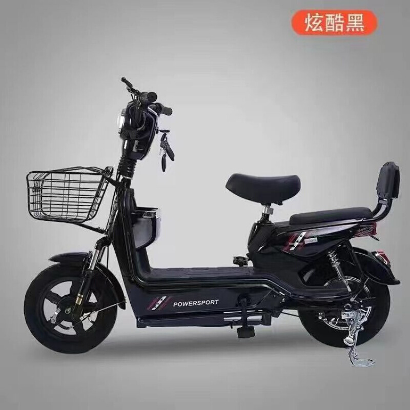 新国标可上牌电动车脚踏助力电动车双人长跑电动车电动摩托车 炫酷黑