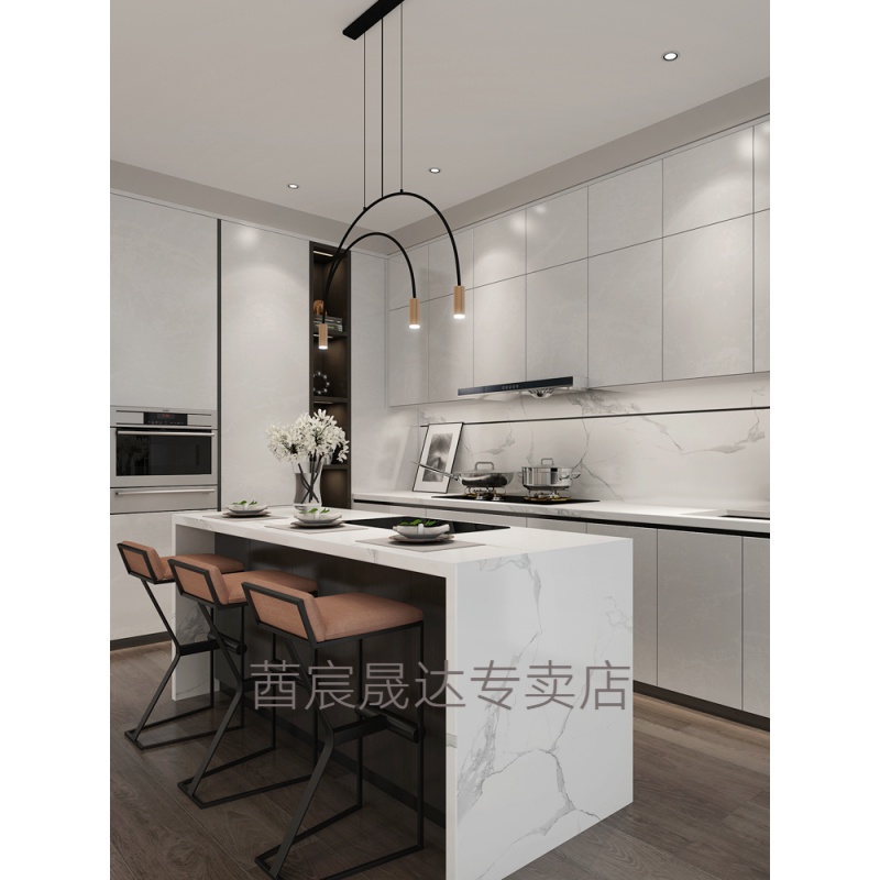 妙普乐岛台柜厨房中岛台 中岛台厨房装修定制整体柜大理石台面开放式