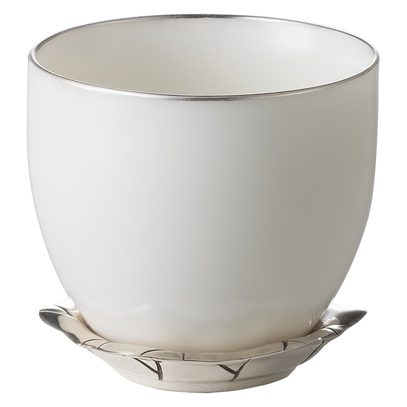 铜师傅 阅银《蛙声一片》瓷银茶杯 手工茶器茶杯茶壶送礼家用 瓷银茶杯