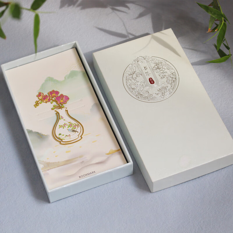 古典金属黄铜插瓶花卉书签牡丹百合康乃馨郁金香创意文艺礼品书签 蝴蝶兰礼盒装
