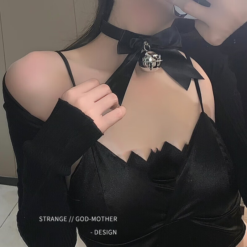 vieruodis蝴蝶结铃铛项链女m女仆sm情趣choker项圈颈带脖子配饰圣