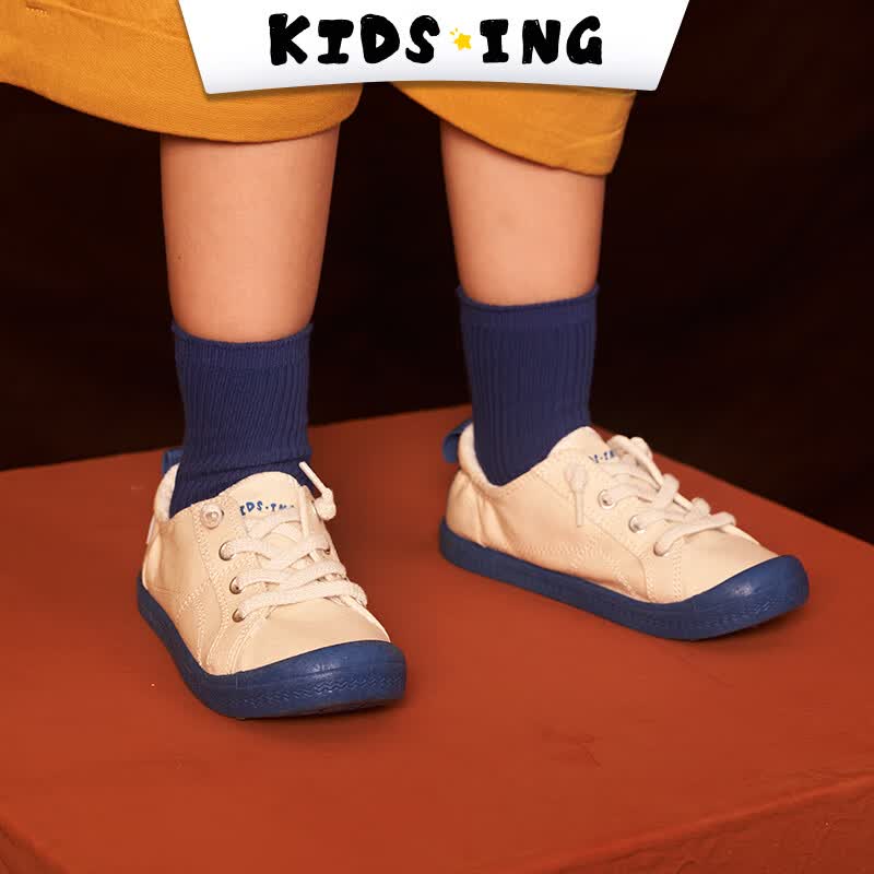 kids.ing【冬保暖】儿童帆布鞋彩色底春秋季宝宝休闲一脚蹬软底男女小童 顽固蓝 8码-适合脚长15.1-15.9cm使用感如何?