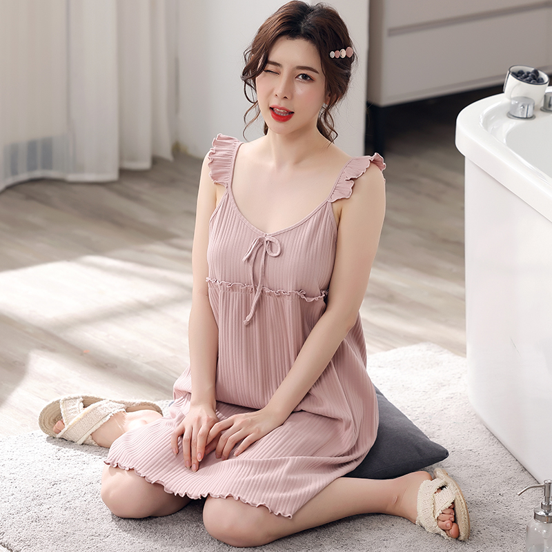 睡衣夏天夏季睡裙女薄款女200斤孕妇连衣裙胖女人时尚显瘦的特超大号