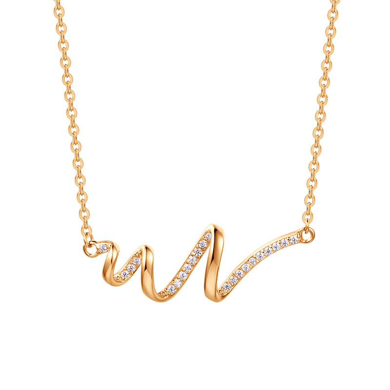 fanci范琦怦然心动项链女波浪曲线吊坠生日礼物送女友送妈妈 怦然心动