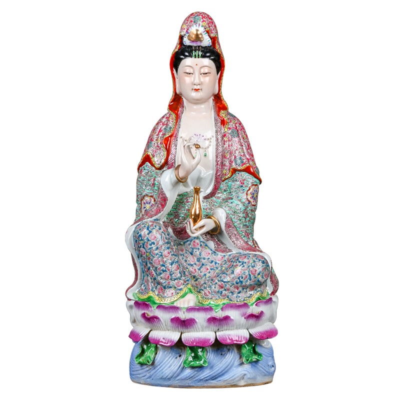 景德镇陶瓷器手工南海观音佛像供奉客厅摆件家居装饰品观世音菩萨