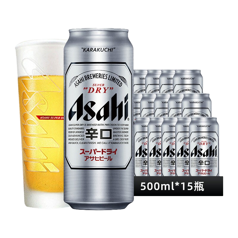 asahi朝日超爽生黄啤罐装500ml×15罐 66.03元 - 86线报