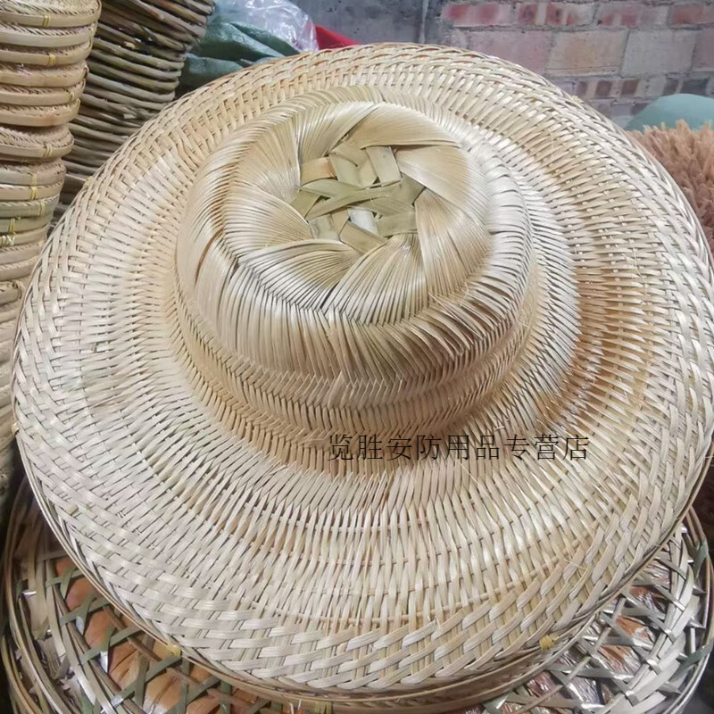NEWBIES手工編織竹斗笠帽防雨遮陽(yáng)帽大檐草帽舞蹈演出斗笠道具帽竹編帽子工業(yè)品 zx直徑40厘米大圓竹絲帽