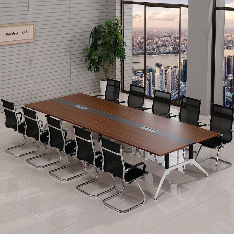 盎梓简约现代办公家具 钢木结合会议桌椅会议台组合长条桌洽谈桌子