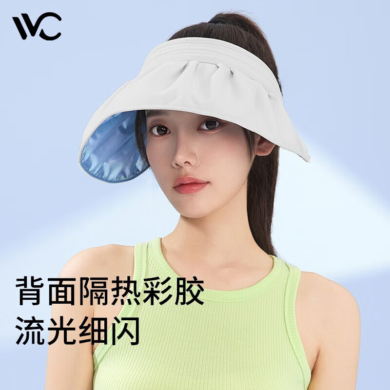 VVC防晒帽女春夏蓓蕾遮阳帽太阳帽防紫外线季户外夏季遮阳防晒帽子 冰川白（可折叠+防风绳）