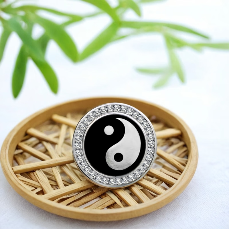 太极图案领针别针西装男潮胸章时尚徽章 时来运转 太极-款式1(银色)