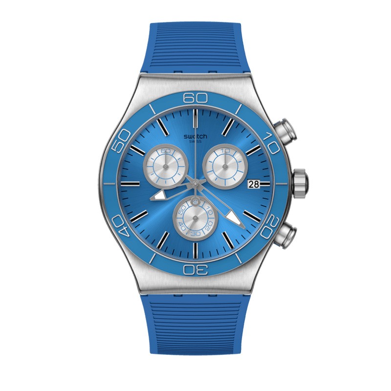 swatch斯沃琪瑞士手表 金属系列 三眼计时夜光日历显示 学生潮流 男女