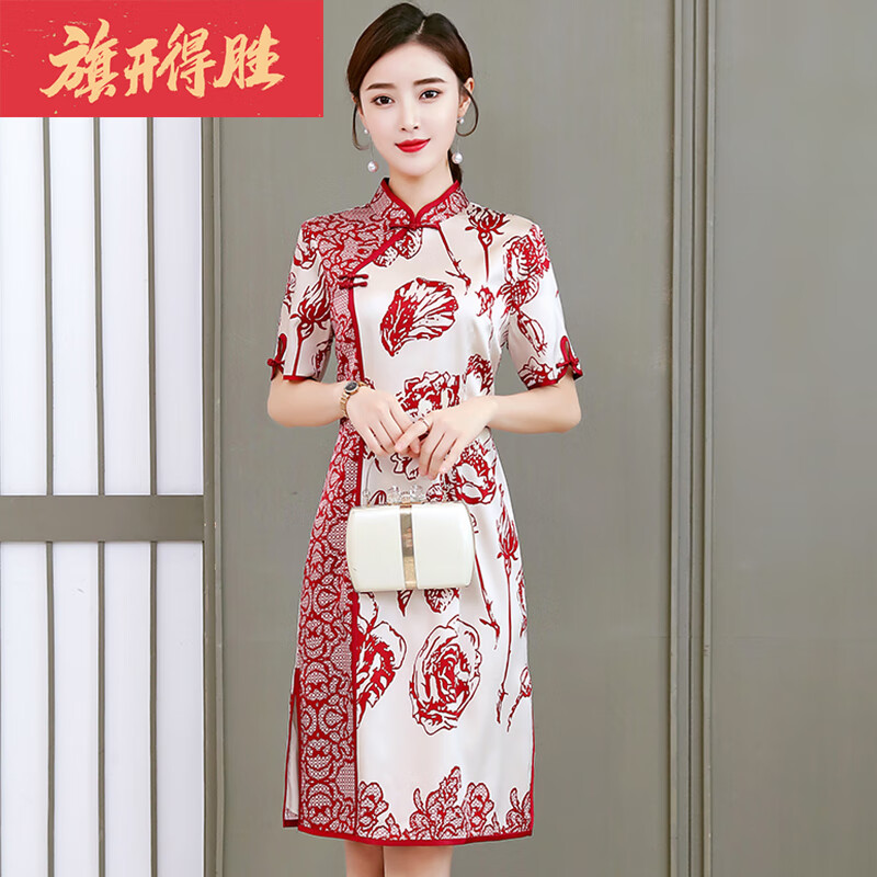 toncy品牌高端旗开得胜旗袍2024高考妈i妈穿的中考送考日常可穿新中式