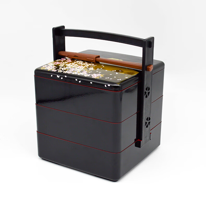 野餐盒外带食品多层日式便携式手提野餐饭盒 点心寿司盒 三层手提