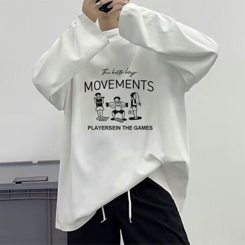 舒晋春秋季宽松ins百搭潮牌长袖t恤男韩版潮流帅气长袖打底衫内搭上衣