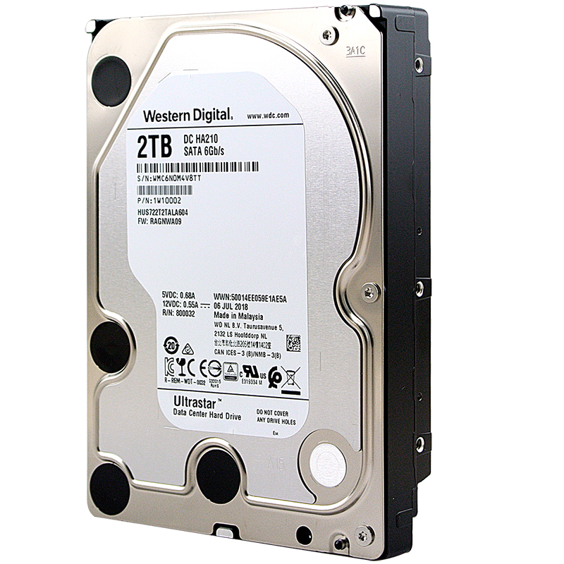 西部数据(Western Digital) 2TB SATA6Gb/s 7200转128M 企业级硬盘(HUS722T2TALA604 )
