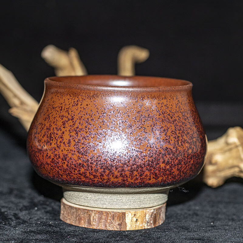 柴烧【紫金铁锈佛肚盏】宋风古韵 白丽琴 建阳建盏 口径7.5 h70