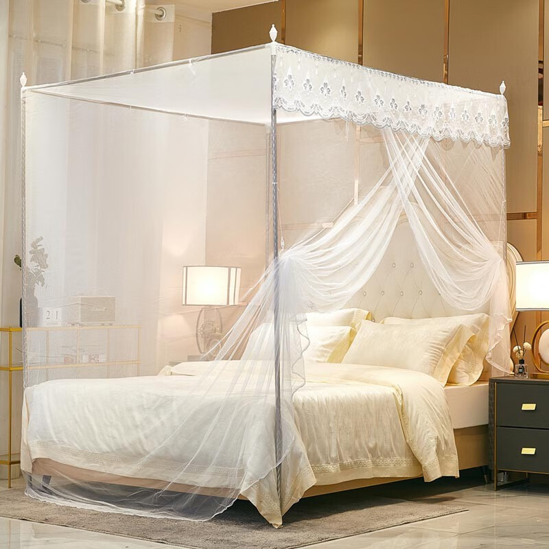 遠(yuǎn)夢遠(yuǎn)夢家用蚊帳老式方頂單開門加密1.8m床1.5米1.2單人雙人學(xué) 白色 1.2m(4英尺)床