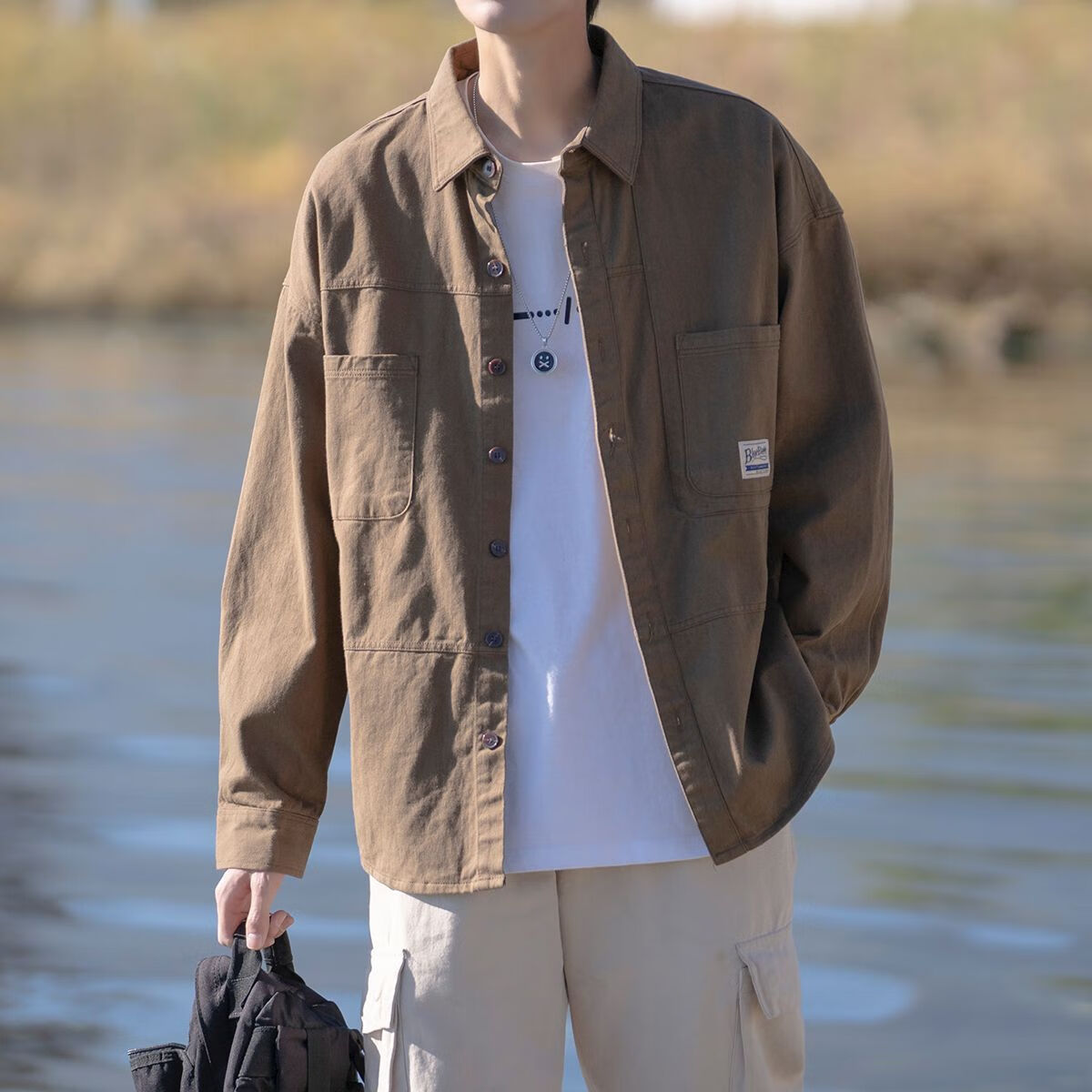 moring bull港风花衬衫复古港味风男寸衬衫衣宽松痞帅高级日系工装