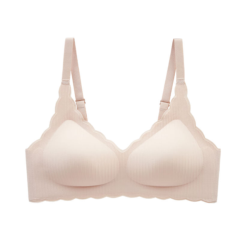 芬腾 无钢圈文胸女无痕裸感纯色性感不空杯薄款内衣文胸罩 粉肤 M