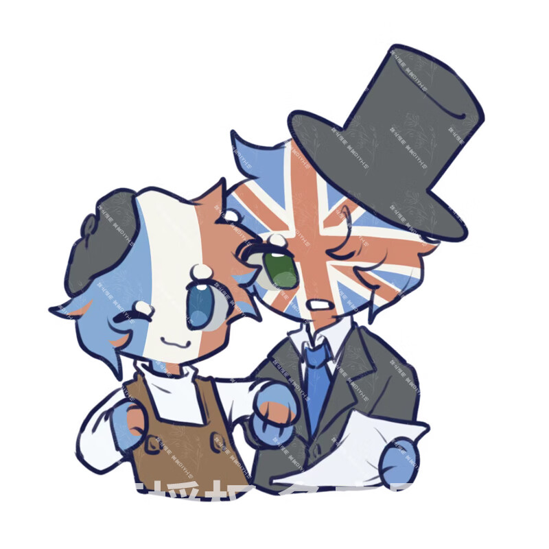 countryhumans国拟ch瓷美俄南同人周边镭射钥匙扣 -英法-6厘钥匙扣