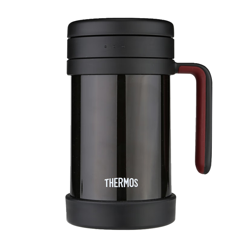 膳魔師（THERMOS）保溫杯子500ml帶茶漏真空不銹鋼桌面馬克咖啡泡茶杯TCMF-501 BK