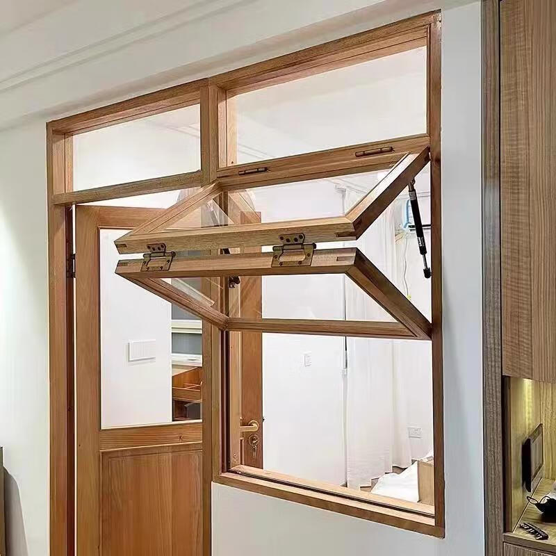 美克杰室内上下折叠窗户老榆木推窗玻璃上折窗商铺左右折叠木窗上翻窗