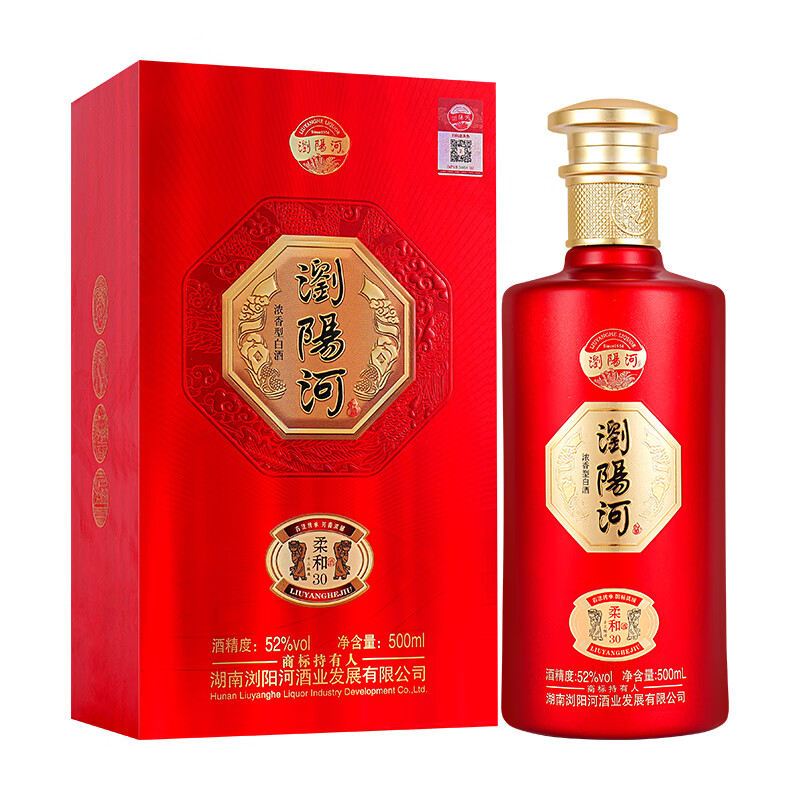 浏阳河 酒 LIUYANGHE LIQUOR SINCE1956柔和30白酒整箱52度浓香型500ml*6瓶礼盒装请客送礼佳品 52度 500mL 6瓶