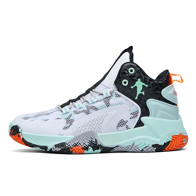 学生球鞋男鞋新款青少年实战篮球鞋减震防滑高帮运动鞋 827白月 38