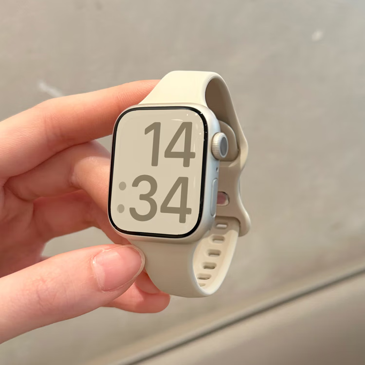 炫戴适用apple iwatchs9表带简约苹果S8手表硅胶s7男女士款SE运动s6休闲5高级4小众ultra2创意腕带一体 小蛮腰8字扣硅胶-星光白 适用42/44/45/49mm表盘