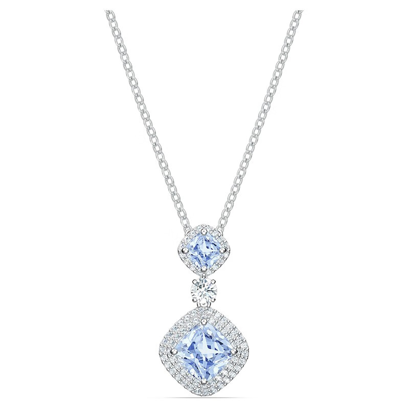 施華洛世奇（SWAROVSKI） Angelic 靈粹優(yōu)雅 簡(jiǎn)約時(shí)尚單鉆項鏈女鎖骨鏈 送女生禮物 5559381 藍色方鉆