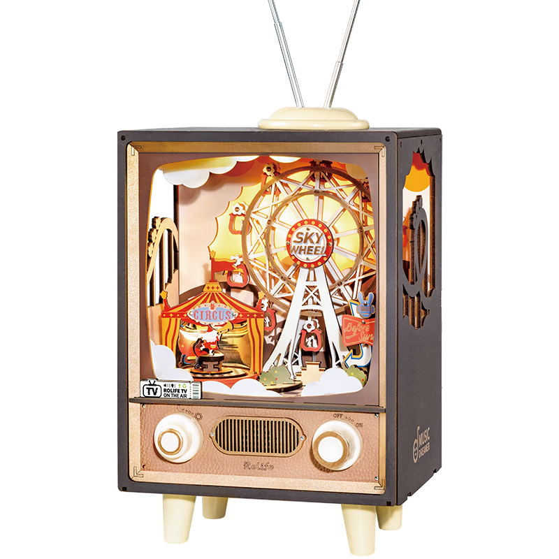 若態(tài)若來日落游樂園八音盒音樂盒積木拼圖兒童玩具diy手工生日禮物女