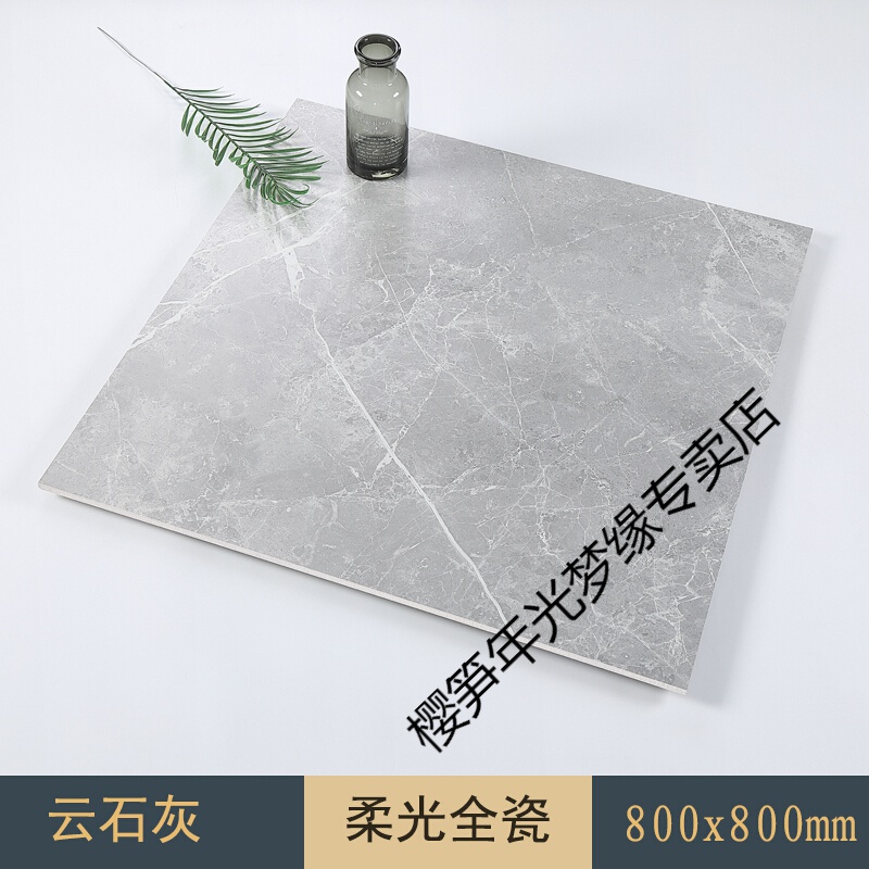 樱笋年光柔光灰色瓷砖800x800客厅地砖卧室滑耐磨地板砖 瓷仿 云石灰
