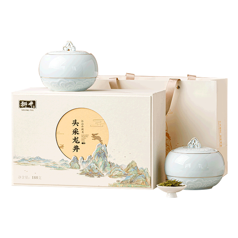 西湖狮井 2023新茶 头采明前特级龙井茶春茶绿茶礼物茶叶礼盒装礼品188g