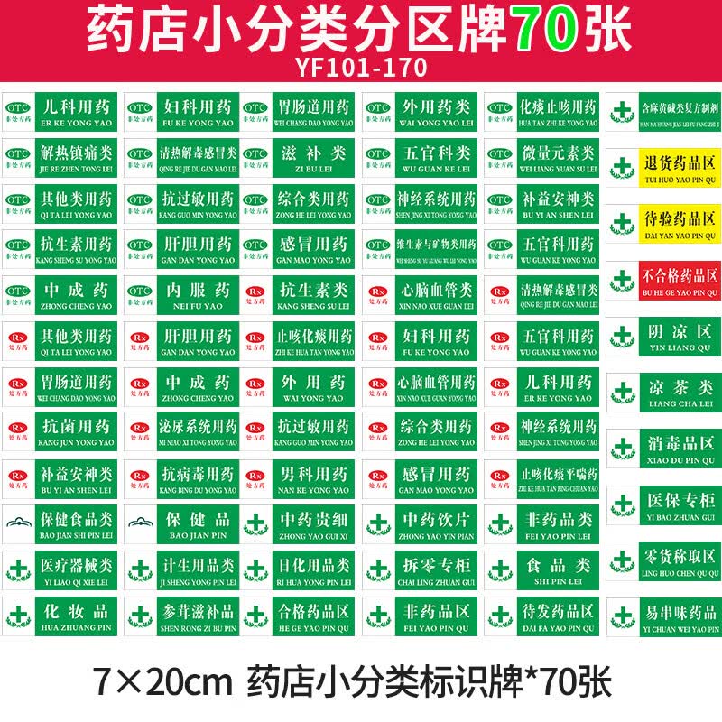 标示牌药房分区分类标签识牌分区域牌门诊医 yf101-170 (药店分区牌)