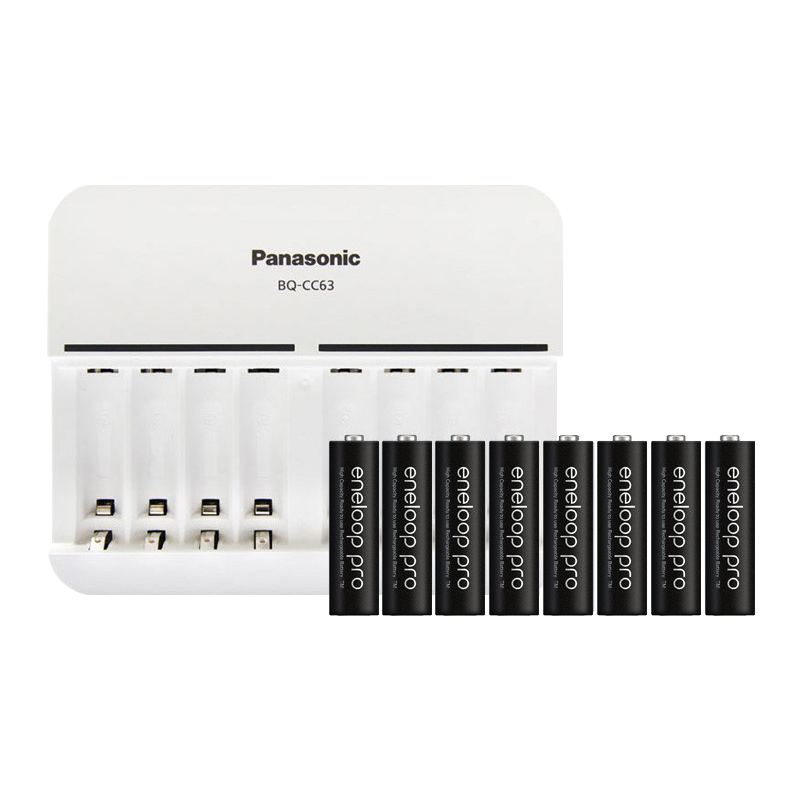 愛樂普（eneloop） 愛樂普5號/7號充電電池相機閃光燈玩具麥克風五號/AA可充電電池充電器 8槽充電器+愛樂普8節(jié)5號高容量黑色充電電池