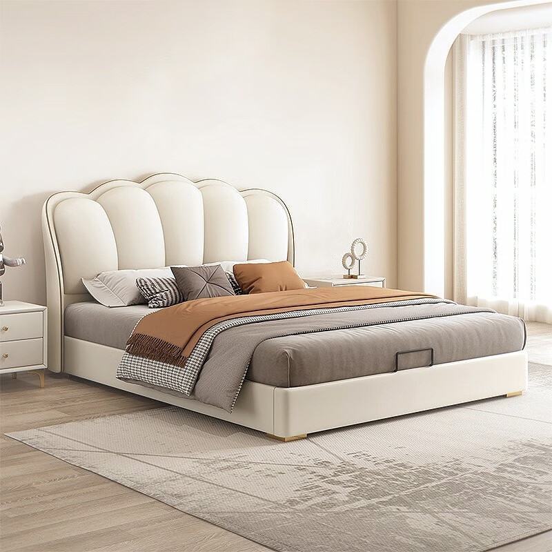 达购极简风真皮床双人床1.8米现代简约轻奢主卧室夫妻婚床1.