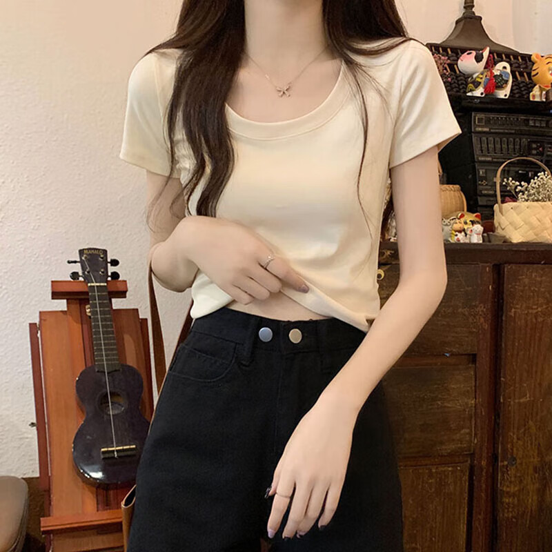 萧遇(XIAOYU)2026年春夏季新款短袖T恤女士装修身百搭圆领正肩打底半袖上衣服 酒红色 M 95-105斤