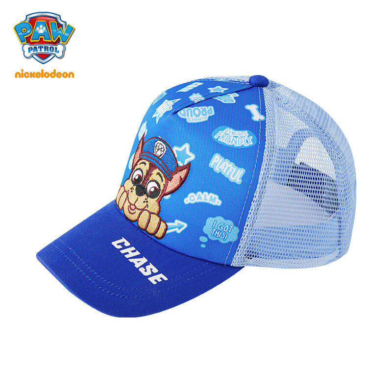 汪汪队立大功儿童帽子夏季遮阳帽男童网眼帽女童鸭舌帽男宝宝太阳帽儿童节礼物 蓝色（阿奇）230 54cm【52-55cm适合3-8岁宝宝】
