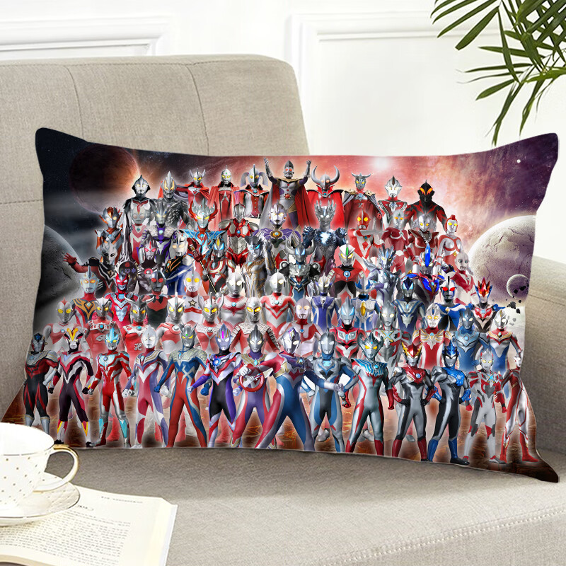 赛迦赛罗奥特曼枕头泰罗泰迦靠枕男孩生日礼物双面 奥特曼家族全员