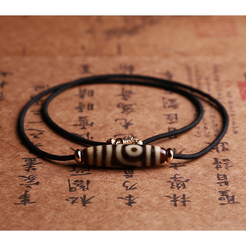 顶盈 西藏三眼两眼天珠项链吊坠大能同款男女至纯天珠藏式真品饰品 至