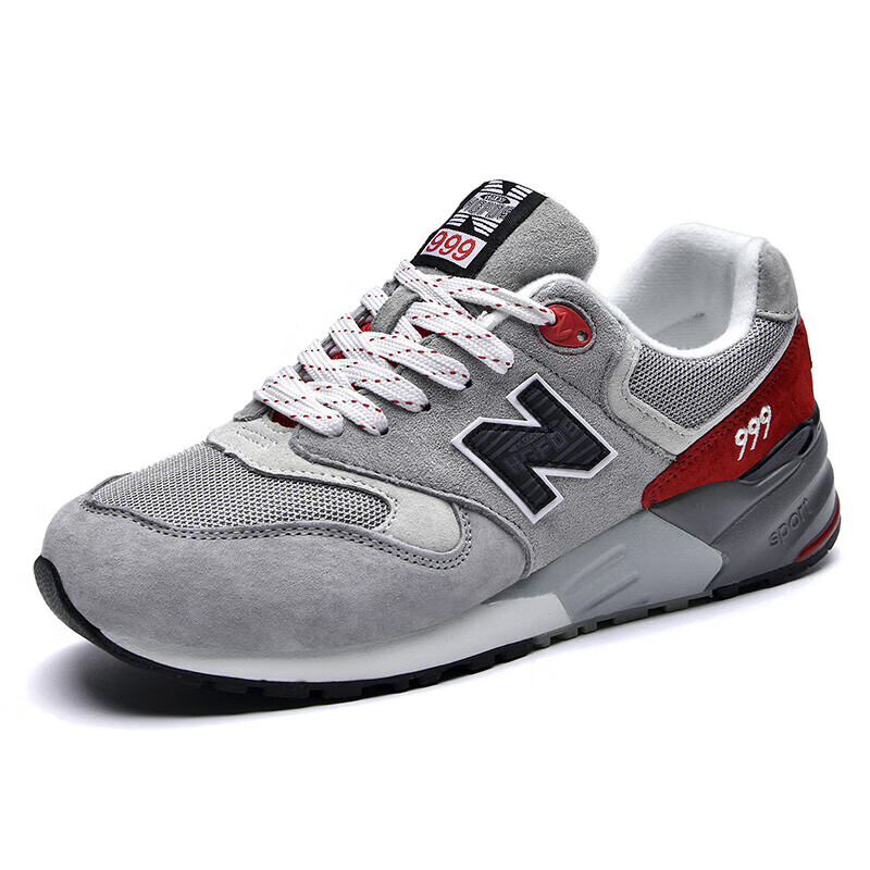 新百伦官方透气潮流女鞋樱花系列运动休闲男鞋 旗舰999灰/红 34 码 36