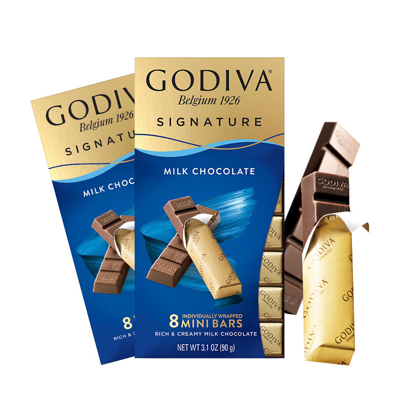 歌帝梵(godiva)进口歌帝梵巧克力排块90g独立装便携迷你8条纯可可海盐