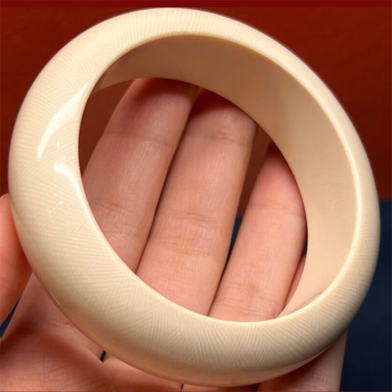 恋聚天然猛犸象牙手镯贵妃镯富贵圆镯满纹原色冰料文玩气质百搭 20mm