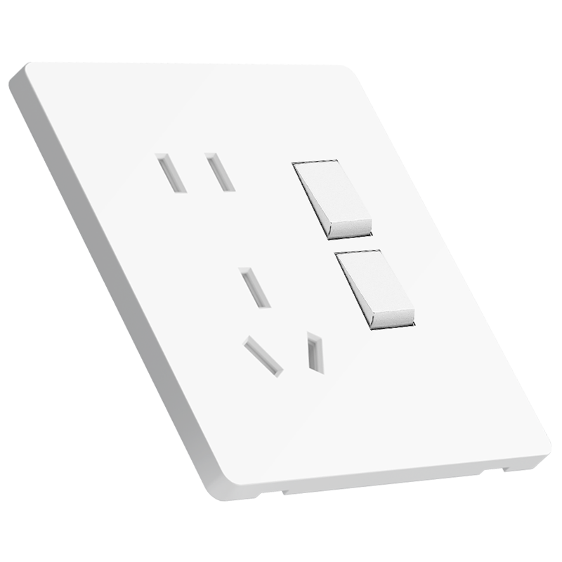 國際電工暗裝奶油風(fēng)86型開關(guān)插座墻壁5孔全屋套餐超薄啞光膚感無框大面板 二開雙控五孔