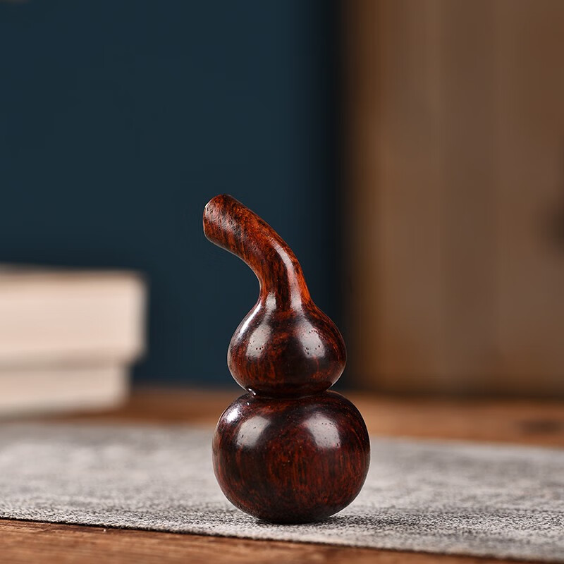 手把件木雕挂件交趾黄檀精磨工艺品摆件礼品 大红酸枝葫芦把玩件1个