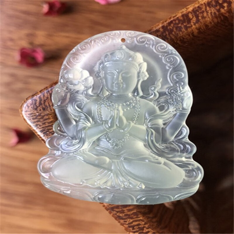 吊坠度母观音玉石挂件男女款高透冰料玉坠一物一 一物一图请看详情页