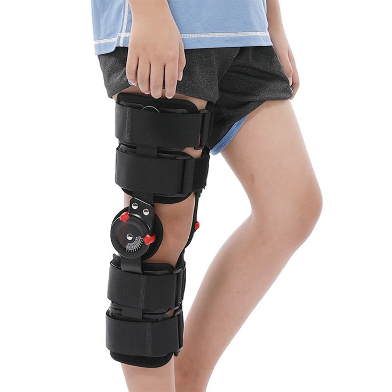 儿童可调膝关节固定支具膝盖扭损伤术后铝板护具髌骨康复固定器 黑色